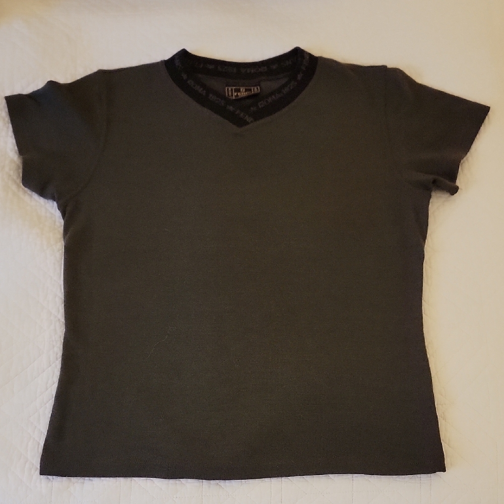 Fendi Charcoal V-Neck Top